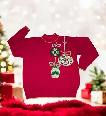 DANA SCOTT Navidad VACACIONES Suéter Adornos DORADO Arcos Brillantes Para Mujer Grande Foto 1 de 4