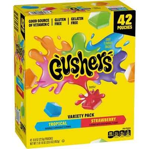 Gushers Erdbeere & Tropical Sortenpackung Snacks, 0,8 Unzen, 42 Stück - Bild 1 von 7