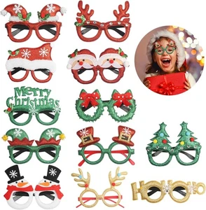 12 Stück Weihnachtsbrille Brille Glitzernde Party Gläser Rahmen Weihnachten - Bild 1 von 7