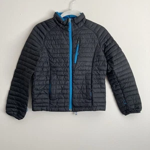 LL Bean Jungen Daunen gefütterte Jacke Kinder Größe 8 schwarz blau leicht verstaubar Ski - Bild 1 von 12