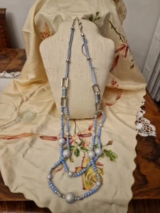 Lunga Collana Vetro Metallo Cordini  Lung. Cm. 102 vintage (V3) ^ - Picture 1 of 9