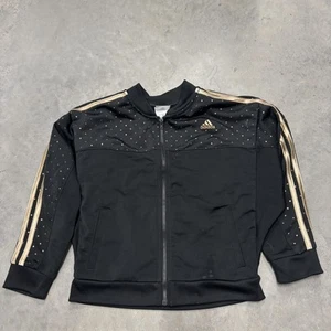 Adidas Black and Rose Gold Track Jacket, Girls Size Medium 10/12 - Picture 1 of 4