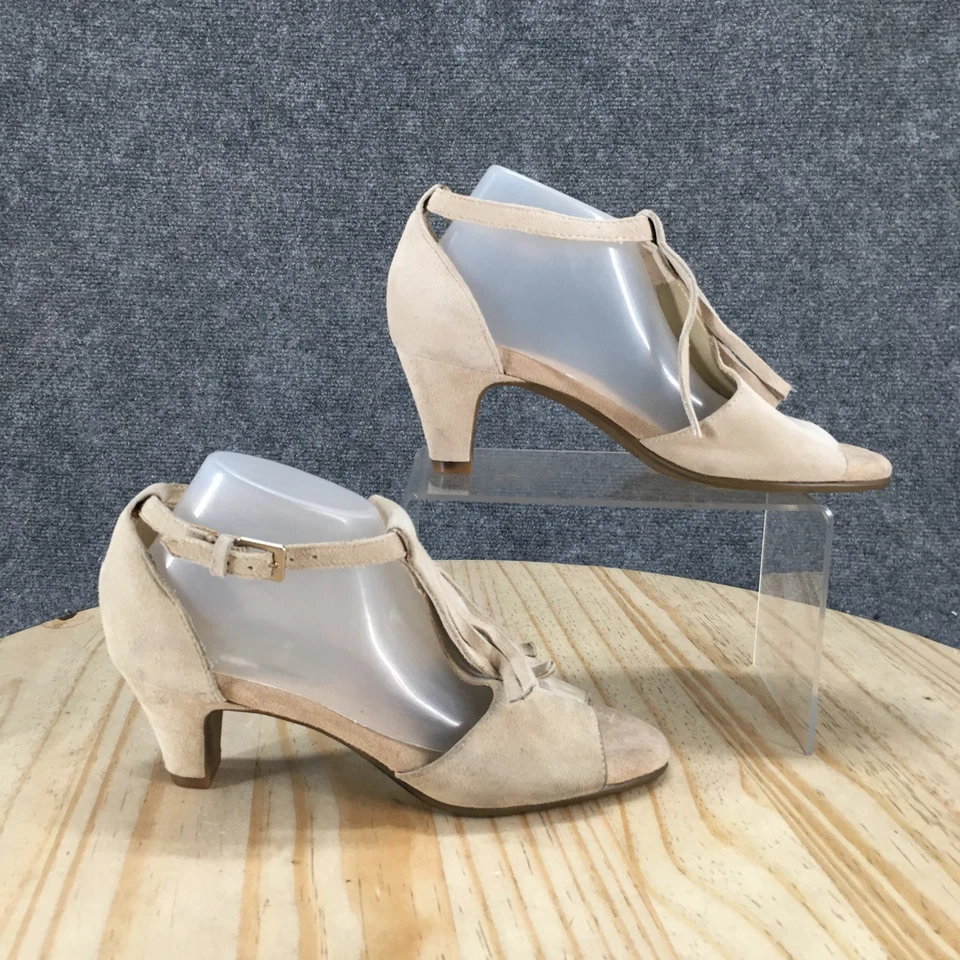 Sandália Aerossoles Feminina 6M Bege Wingback Franja Peep Toe Tira no Tornozelo Salto Camurça - Imagem 1 de 4
