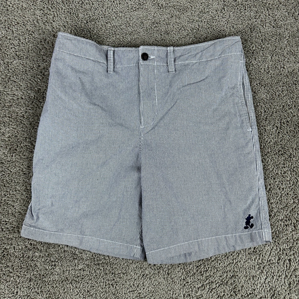 Шорты мужские Disney 32 синие белые гикори железнодорожная полоса Mickey Mouse Chino - Изображение 1 из 4