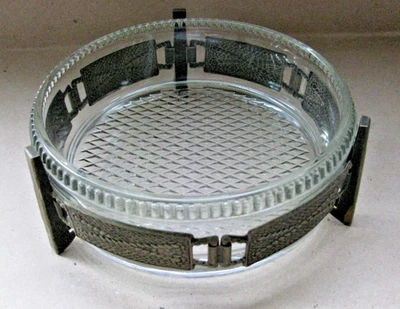 Hermoso florero de caramelo de vidrio Melchor URSS con plato de colección Foto 1 de 4