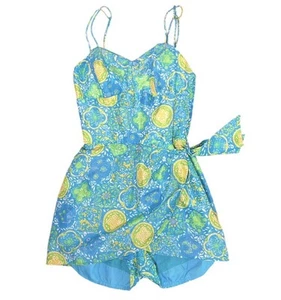 VINTAGE 1960s Liberty House Blue Romper Swimsuit Paisley Floral Retro Playsuit - Picture 1 of 10