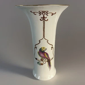 Vtg Italian Pronk-Style & Chrysanthemums Fine Porcelain Vase, Gold Gilt & Label - Picture 1 of 7
