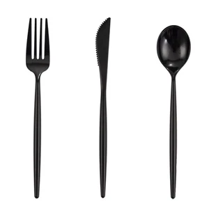 180pcs Black Plastic Silverware Heavy Duty Black Party Cutlery Disposable Pla... - Picture 1 of 9