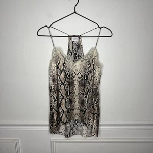 Blusa Cami CAMI NYC Racer Charmeuse Crema Pitón 100% Seda Encaje XS - Imagen 1 de 8