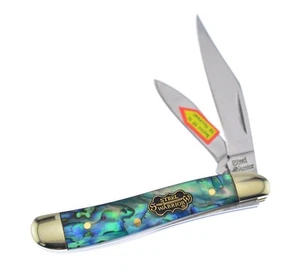 Steel Warrior Peanut Knife Genuine Abalone Stainless Pocket Knives SW-107AB - Picture 1 of 1
