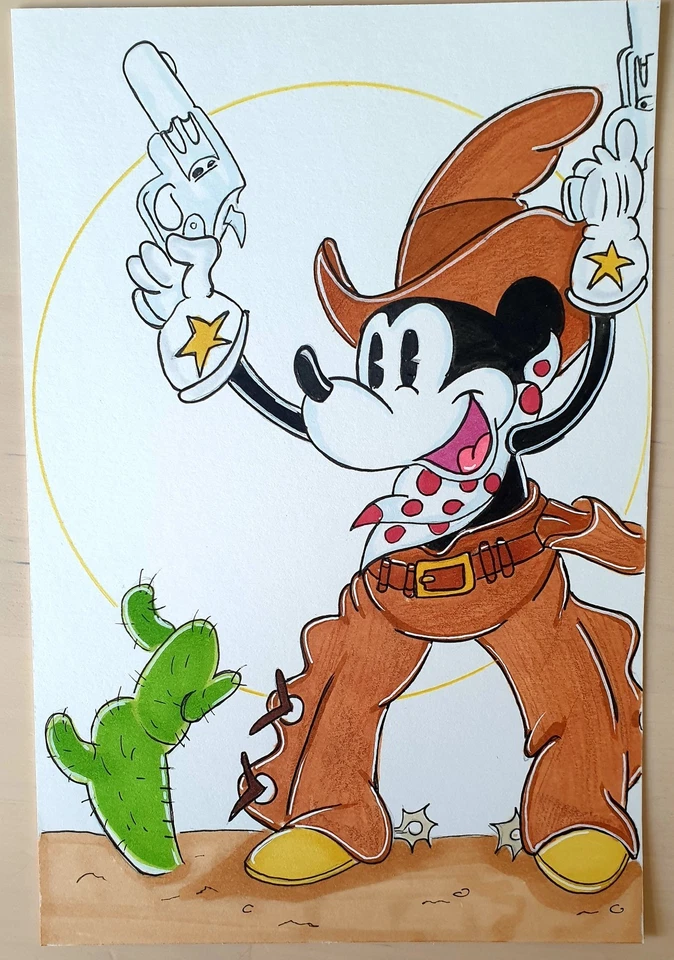 Disney Mickey Mouse Two Guns Original Art Sketch - Image 1 of 1