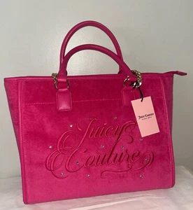 NEU! Neu mit Etikett Juicy Couture Strandtasche Frottee Velours in Pink Flash - Bild 1 von 7