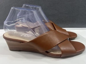 Cole Haan Adley Grand OS Wedge Heel Sandals Straps Brown Leather Women’s SZ 9.5 - Picture 1 of 20