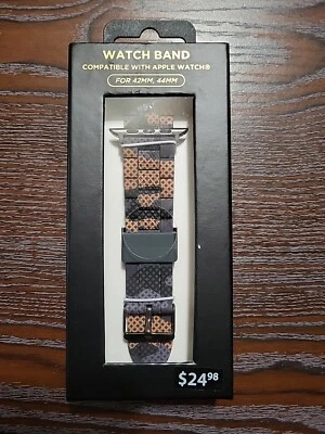 Correa de reloj para Apple Watch 42 mm 44 mm gris/naranja camuflaje/metal - NUEVO Foto 1 de 2