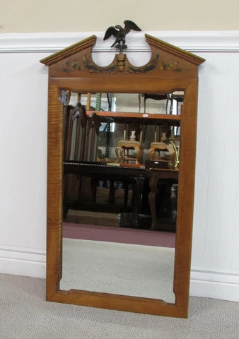 VINTAGE TELL CITY FURNITURE MAPLE WALL MIRROR, EAGLE FINIAL DRESSER MIRROR Cover