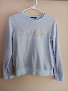 Polo Ralph Lauren Girls'  Floral Embroidered Polo Pullover Sweatshirt XL 16 Blue - Picture 1 of 7