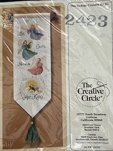Vtg Creative Circle Cross Stitch Kit Bell Pull Christmas Angels Baby Jesus 13x5 - Picture 1 of 4