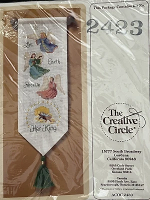 Vtg Creative Circle Cross Stitch Kit Bell Pull Christmas Angels Baby Jesus 13x5 - Image 1 of 4