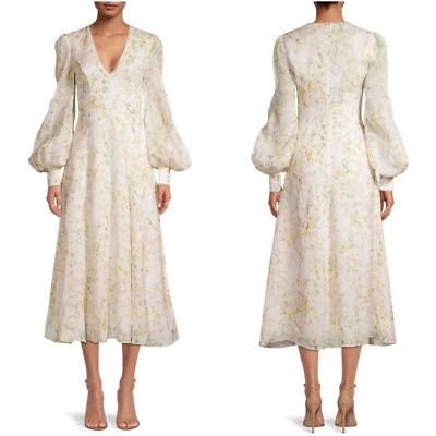 Sau Lee Phoebe длинным рукавом цветочный миди платье размер 6 - Изображение 1 из 4
