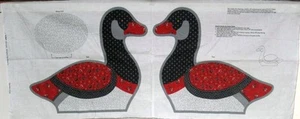 1 Cute OOP"Red/Navy Calico Goose" Cotton Fabric Stuffable Crafting Sewing Panel  - Picture 1 of 1