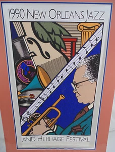 1990 New Orleans Jazz Heritage Festival limitiert signiert Louise Mouton Kid Sheik  - Bild 1 von 4