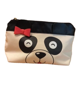 Luv Betsey By Betsey Johnson Panda Bag Clutch Purse Pink Bow Zip White Black - Picture 1 of 12