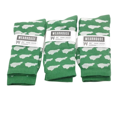University Of Kentucky Crew Socks Mens Large 10-12 KY Map Green 3 Pairs Cover