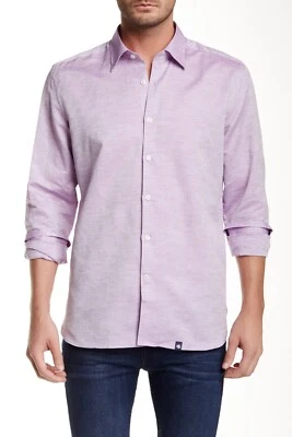 Stone Rose Men's Long Sleeve Regular Fit 100% Linen Shirt Purple Size S - Image 1 of 2