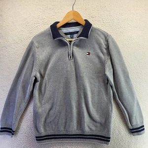 Tommy Hilfiger 1/4 Zip Pullover Sweater Girls Extra Large XL Gray Cotton Soft TH - Picture 1 of 18