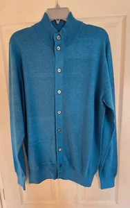 Alan Paine Standish Button Front Mock Cardigan - Malibu - 42" - Medium - Picture 1 of 11