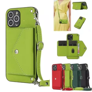 Para iPhone 11 12 13 14 15 16 Pro Max Bandolera Correa Billetera Tarjeta Cuero Estuche - Imagen 1 de 62