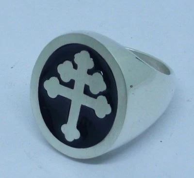ANELLO CROCE LORENA ARGENTO 925 LORRAINE CROSS RING STERLING SILVER XL SMALTO - Immagine 1 di 4