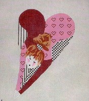 KW 857S "Mime W/Heart" Black/Pink 18ct Mono HP Hand Painted Needlepoint Canvas KW 857S "Mime W/Heart" Black/Pink 18ct Mono HP Hand Painted Needlepoint Canvas