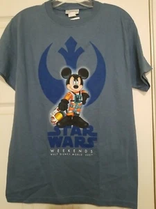 NWT Star Wars Weekends 2007 Blue T-shirt youth S X-wing pilot Mickey - Picture 1 of 2