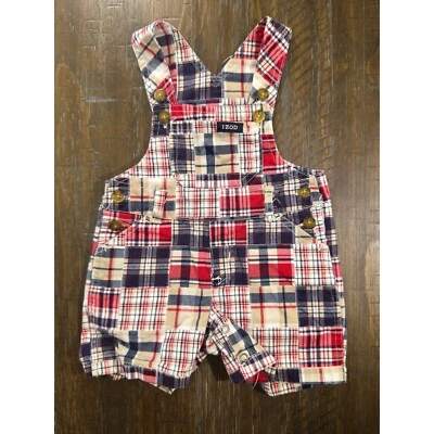 IZOD клетку комбинезон шорты младенца 3-6 М хлопковая смесь кнопка деталь - Изображение 1 из 4