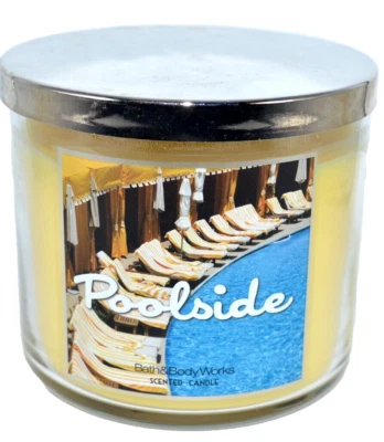 Bath Body Works POOLSIDE 3 Wick Scented Candle 14.5 oz SLATKIN & Co. Rare Suntan - Image 1 of 3