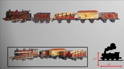 1920's  Pre-War Bing #1921 LMS Locomotive w/ German Freight Stock - Image 1 of 4