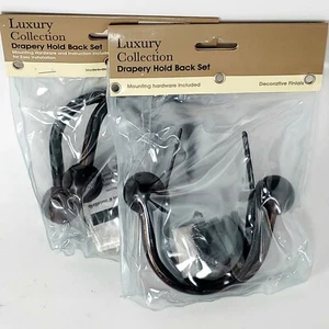 NEW! Lot of 2-Luxury Collection Drapery Hold Back Set w/Mounting Hardware & Inst - Picture 1 of 3