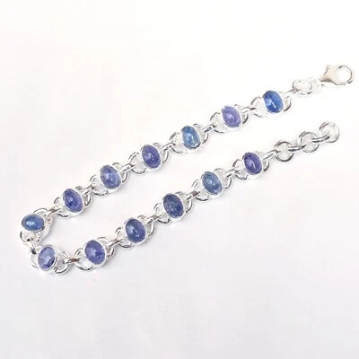 Pulsera Tanzanita Natural Plata de Ley 925 Pulsera Tanzanita Azul-B066 Foto 1 de 4