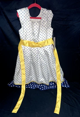 JONA MICHELLE GIRLS PARTY DRESS SIZE 8 POLKA DOTS WHITE BLUE YELLOW BUTTON BACK - Image 1 of 4