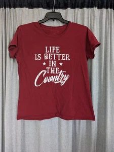 Country Life Cowboy Farm Fed Clothing Graphic T Shirt Unisex XL Red White - Picture 1 of 4