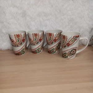 Set of 4 Tabletops Gallery Multi Paisley Tall Mug Ceramic Cup 5" - Picture 1 of 3