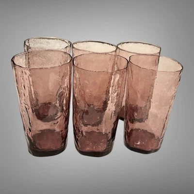 6 copos de chá gelados planos vintage Morgantown Seneca ametista enrugada 5,5” - Imagem 1 de 4