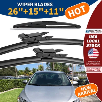 All Season 26"+15"+11" Wiper Blades For Chevrolet Sonic 2012-2017 High-quality - Image 1 of 4