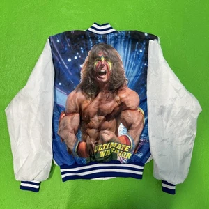 Vintage WWF Jacket Mens Large Wrestling Ultimate Warrior 90s Polyester - Picture 1 of 17