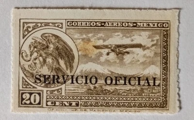 Sello Oficial de Correo Aéreo de México, 1932, sc#CO24, Como Nuevo, Con Bisagras, Original, Tono Pequeño Foto 1 de 2