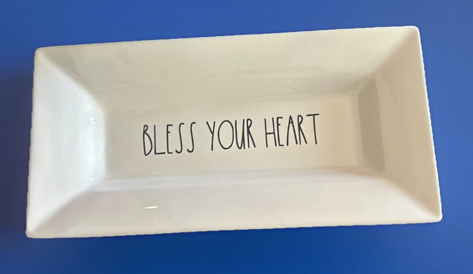 Pottery Barn Rectangular Tray In Ivory Color with Phrase Bless Your Heart 14”x7” - Image 1 of 3