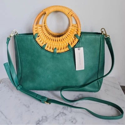 Anthropologie Nuevo Marianne Verde Bambú Mango Vegano Bolso Bandolera Bolso Foto 1 de 4