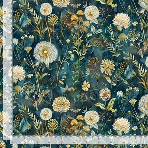 Cotton Forest Whisper Midnight Wild Floral Flowers Fabric Print by Yard D143.34 - Picture 1 of 1