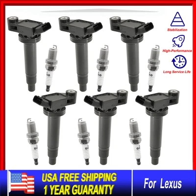6x Ignition Coil & 6x Spark Plug for Lexus ES300 RX300 2001-2003 3.0L - Image 1 of 4